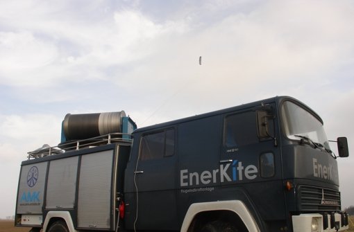 Flugdrachen über mobiler Bodenstation: Hier wird Windenergie gewonnen. Foto:  