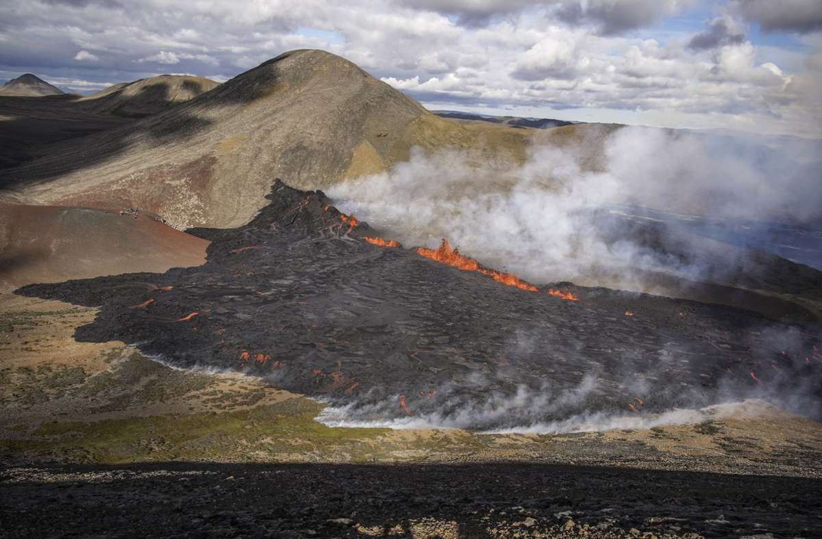 Ein vorheriger Ausbruch des unterirdischen vulkanischen Systems der Reykjanes-Halbinsel...