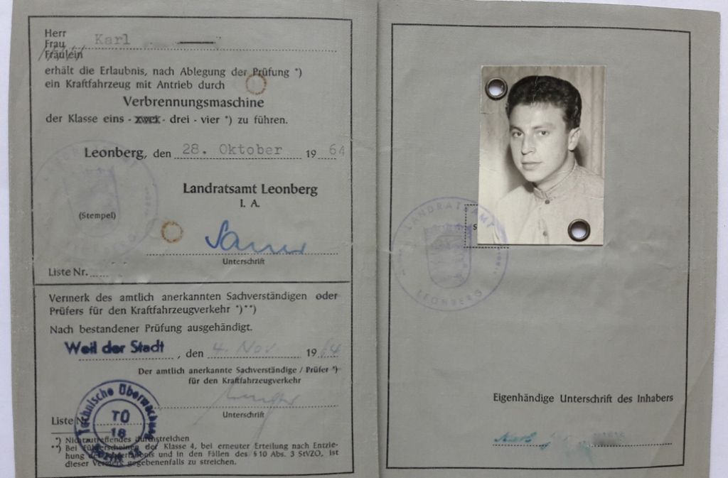 Dieser Führerschein wurde 1964 in Leonberg ausgestellt.