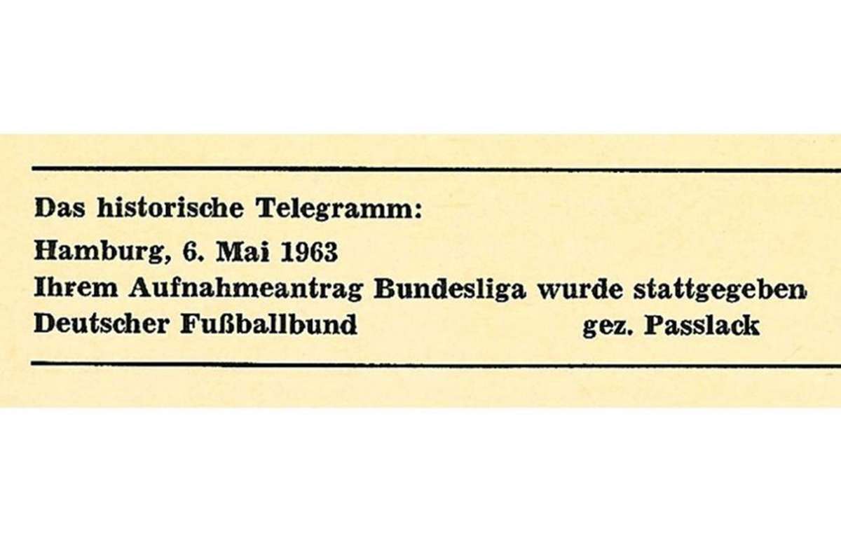 6. Mai 1963: Die Bestätigung vom Deutschen Fußball-Bund: Der VfB ist von nun an Gründungsmitglied der Fußball-Bundesliga.