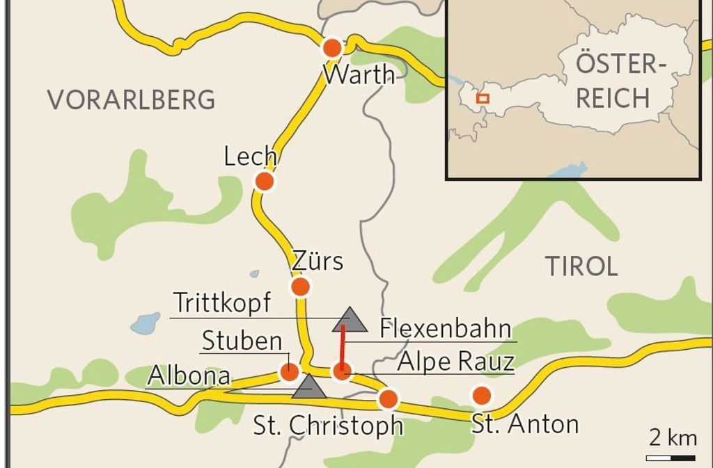 Das Skigebiet liegt an der Grenze zwischen den österreichischen Bundesländern Vorarlberg und Tirol.