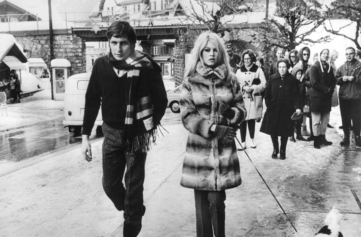 Gunter Sachs und Brigitte Bardot, hier im Januar 1967 beim Winterurlaub in Gstaad in der Schweiz.