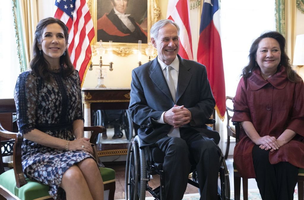 Kronprinzessin Mary sprach auch mit dem texanischen Gouverneur Greg Abbott.