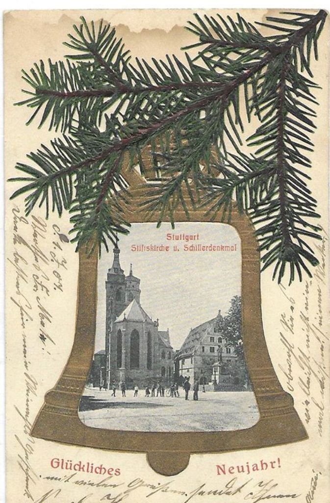 Neujahresgrüße aus Stuttgart von 1907.