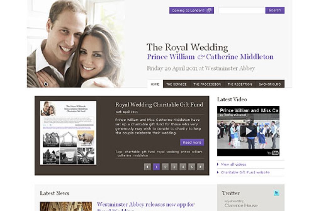 ... Standardausstattung gehören diverse Homepages: Etwa diese hier, die offizielle Hochzeits-Homepage. Dort gibts auch einen Überblick über die amtlichen Online-Aktivitäten zur Trauung des Traumpaares. Das ...