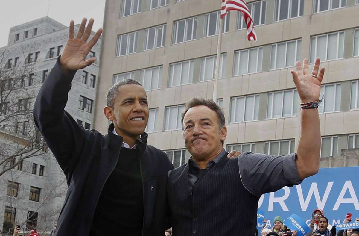 Obama und Springsteen am 5. November 2012 in Madison, Wisconsin