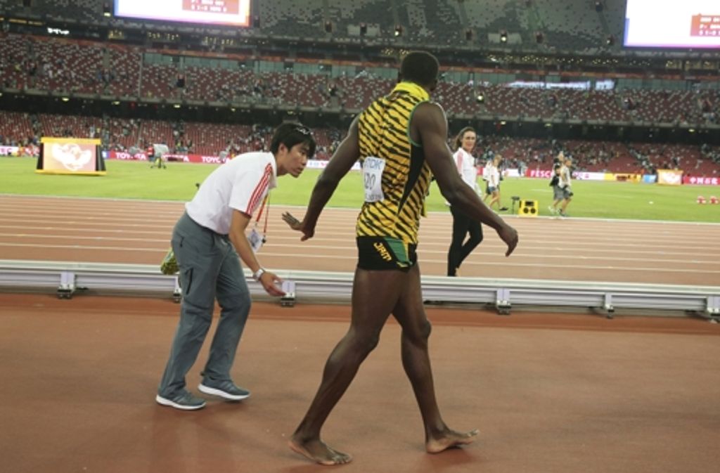 Usain Bolt hat sich zum Glück nicht verletzt.