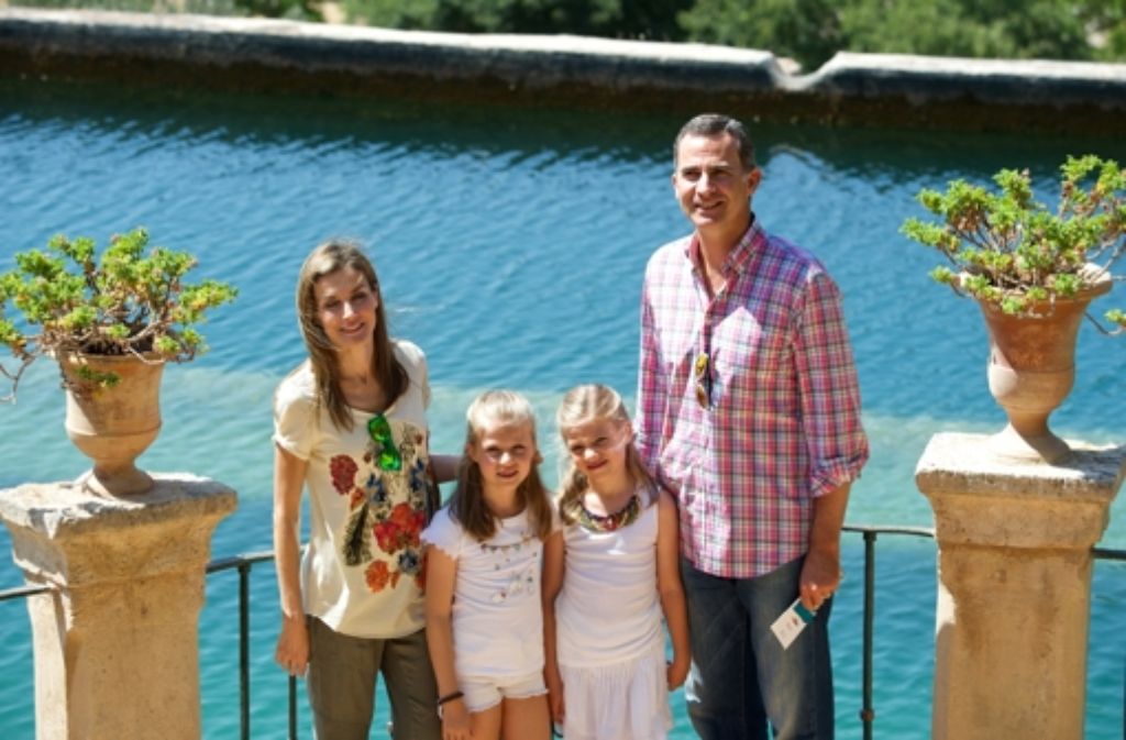 August 2014: Fototermin mit den Töchtern Leonor und Sofía auf Mallorca