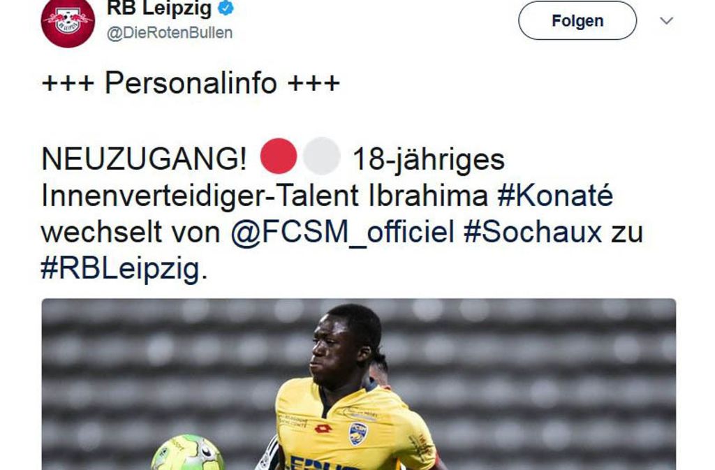 Neu bei RB Leipzig: Ibrahima Konaté. Er kam für ablösefrei vom FC Sochaux.