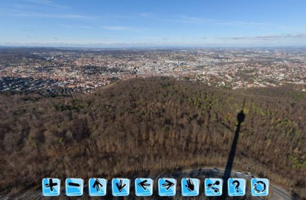Mit dem 360-Grad-Panorama kann man die Aussicht vom Stuttgarter Fernsehturm genießen. Foto: Screenshot red