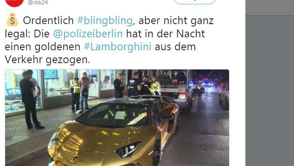 Berlin: Polizei zieht goldenen Lamborghini aus dem Verkehr