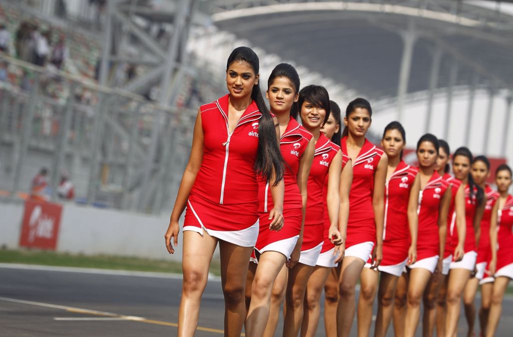 Grid Girls beim Großen Preis von Indien in New Delhi am 30. Oktober 2011.