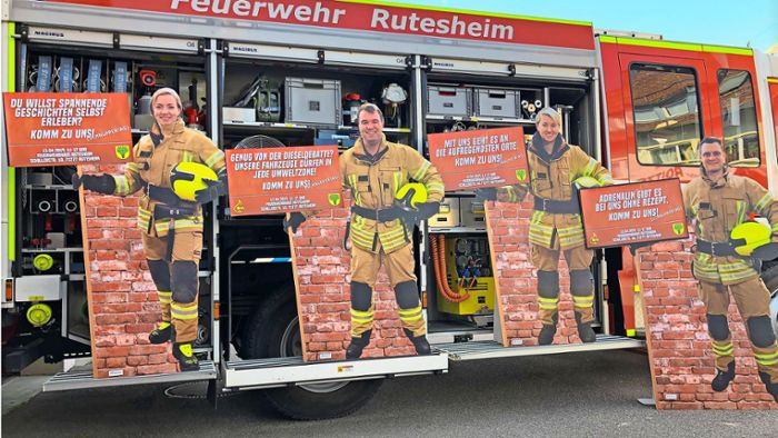 Rutesheimer Feuerwehr wirbt mit spezieller Aktion: Pappaufsteller weisen den Weg zum Schnuppertag