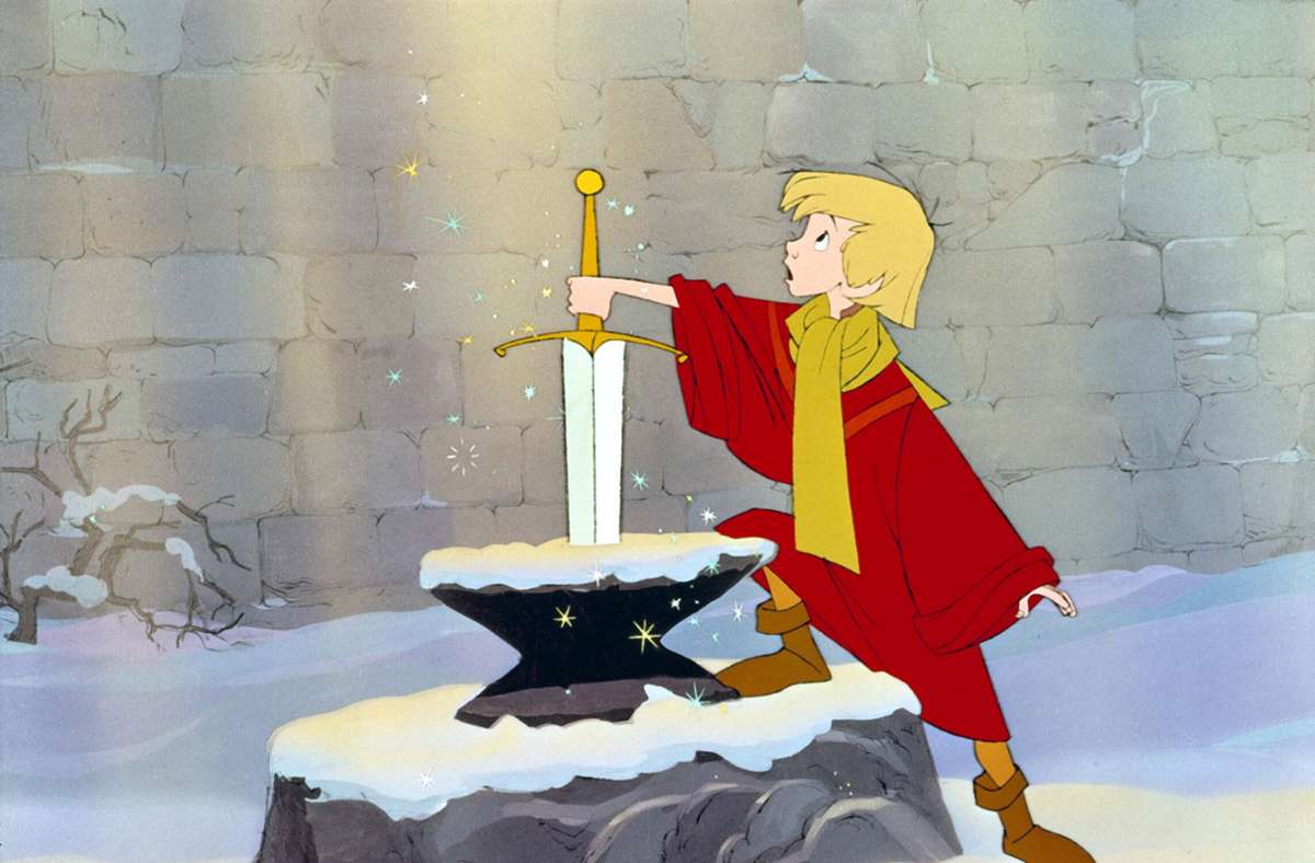 „Die Hexe und der Zauberer“ (1963): Artus zieht das Schwert aus dem Stein