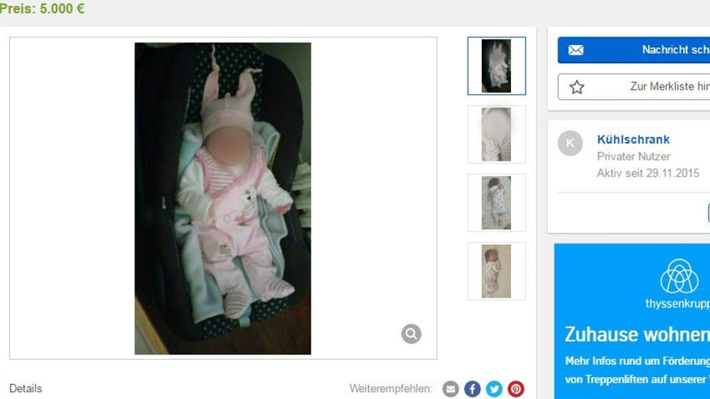 Baby auf Ebay angeboten: Vater gibt Kleinanzeige zu