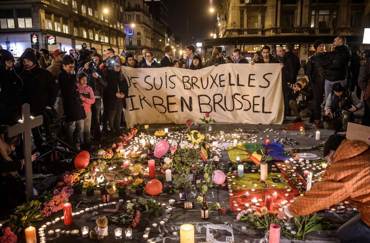 In Brüssel trauerten  2016 Tausende nach dem islamistischen  Terroranschlag mit 32 Toten. Foto: dpa/Christophe Petit Tesson