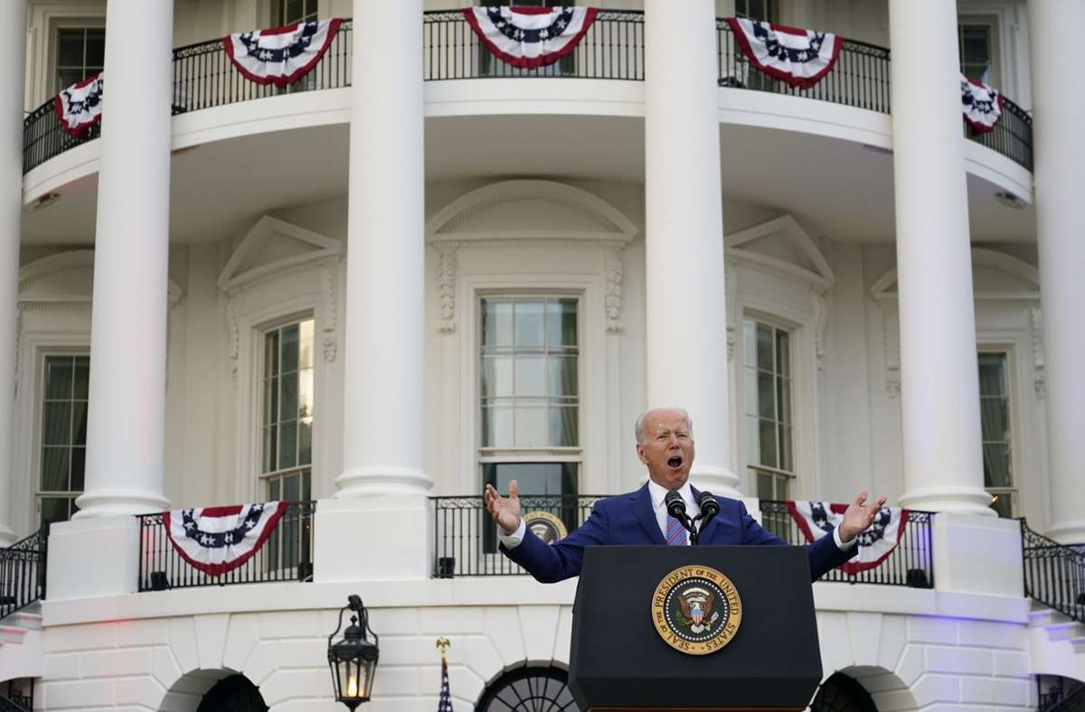 In seiner Rede zum Unabhängigkeitstag feierte Joe Biden die Erfolge seines Landes im Kampf gegen die Pandemie.