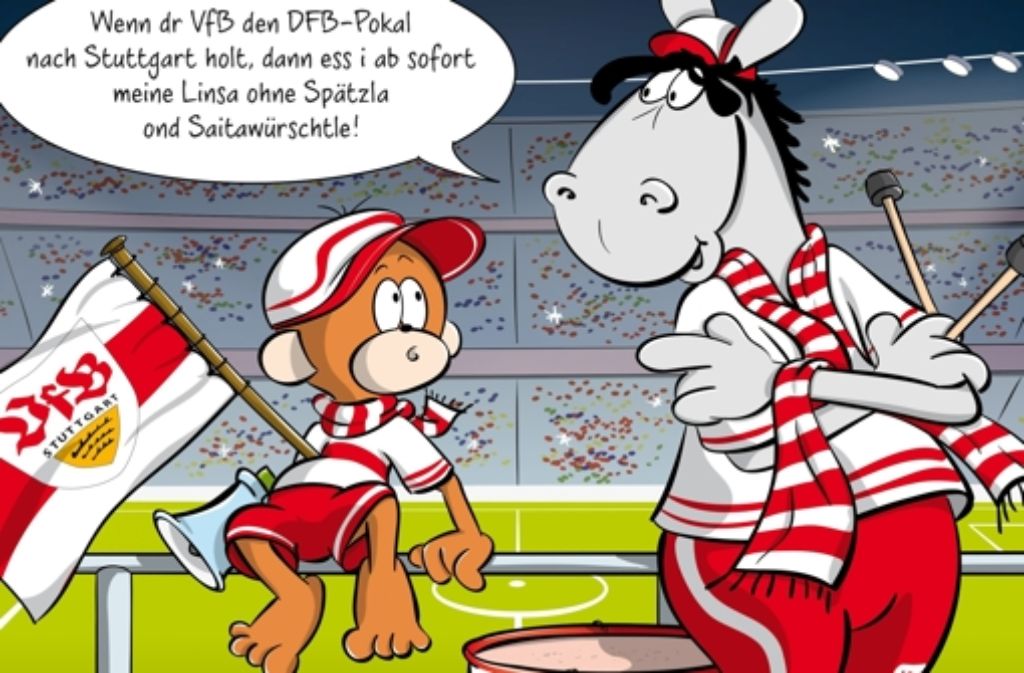 Äffle und Pferdle sind schon ganz in VfB-Fan-Stimmung.