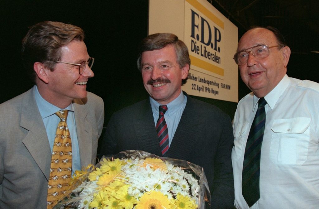 Ein weiterer prominenter FDP-Politiker war Jürgen Möllemann, hier im April 1996 als Landesvorsitzender der FDP in Nordrhein-Westfalen.