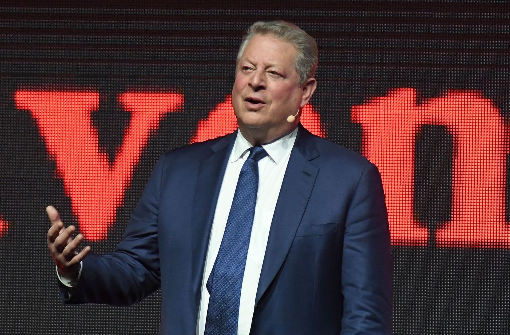 Der ehemalige Vize-Präsident der Vereinigten Staaten Al Gore spricht auf der Cinemacon in Las Vegas.