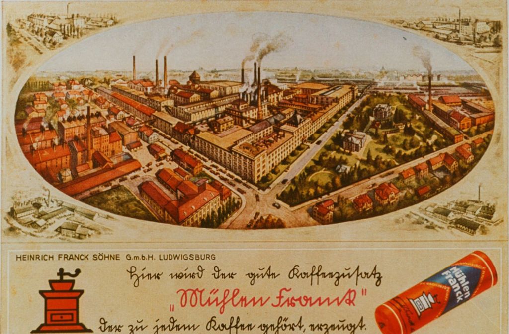 Alte Postkartenansicht der Heinrich Franck Söhne GmbH Ludwigsburg