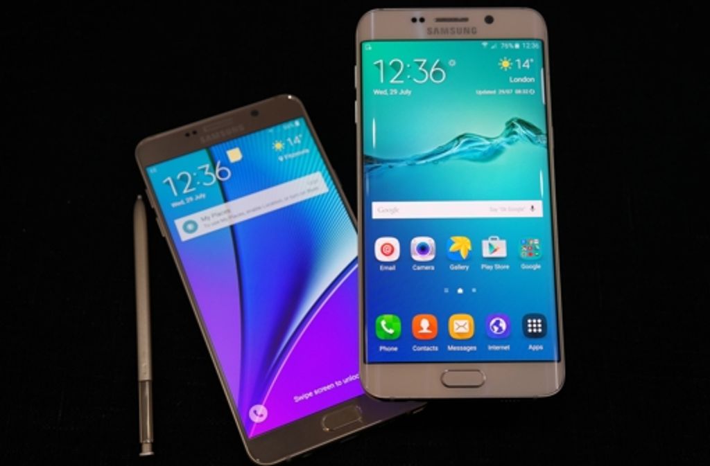 Das Samsung Galaxy S6 Edge+ (rechts) und das Samsung Galaxy Note 5