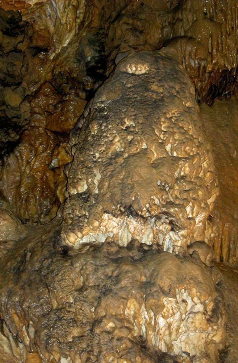 Mühlheimer Felsenhöhle (Baden-Württemberg): Typ: Tropfsteinhöhle / Gesamtlänge: 134 Meter / begehbar / Besonderheit: großartige Sinterkaskaden / Info: Höhle in naturbelassenem Zustand, keine Schauhöhle