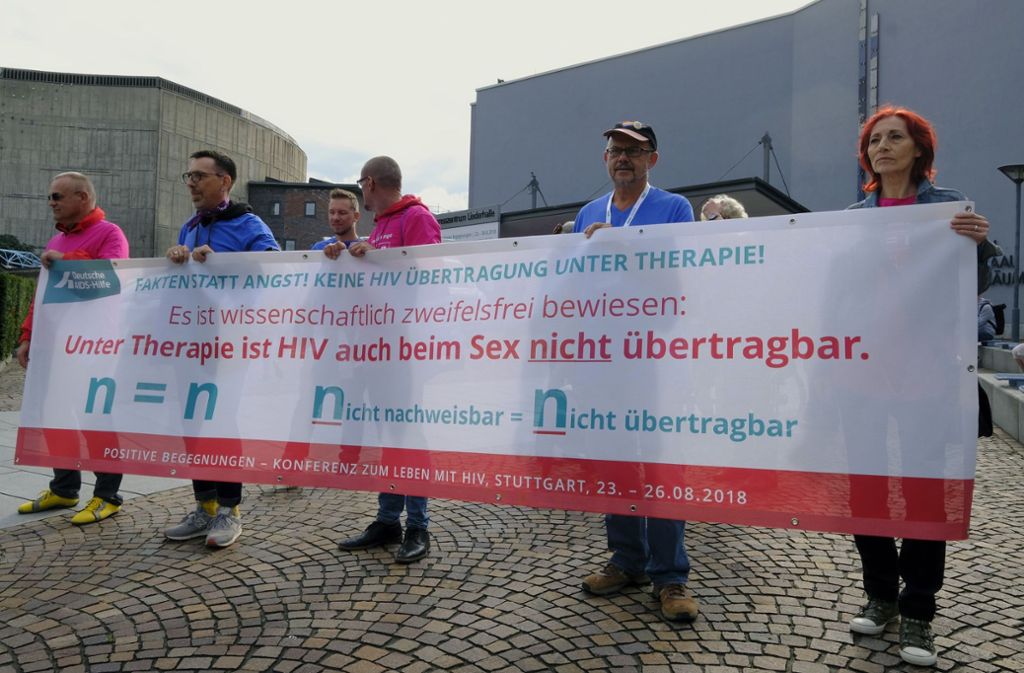 Das Motto der Demonstration: „HIV-Übertragung unter Therapie? Unmöglich!“