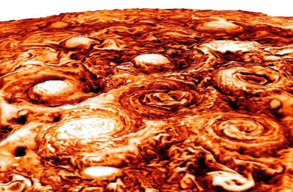 Jupiter unterliegt nach den neuesten Forschungsergebnissen der Nasa einem 70-jährigen Klimazyklus. In diesem Zeitraum kommt es zur Ausbildung etlicher Wirbelstürme