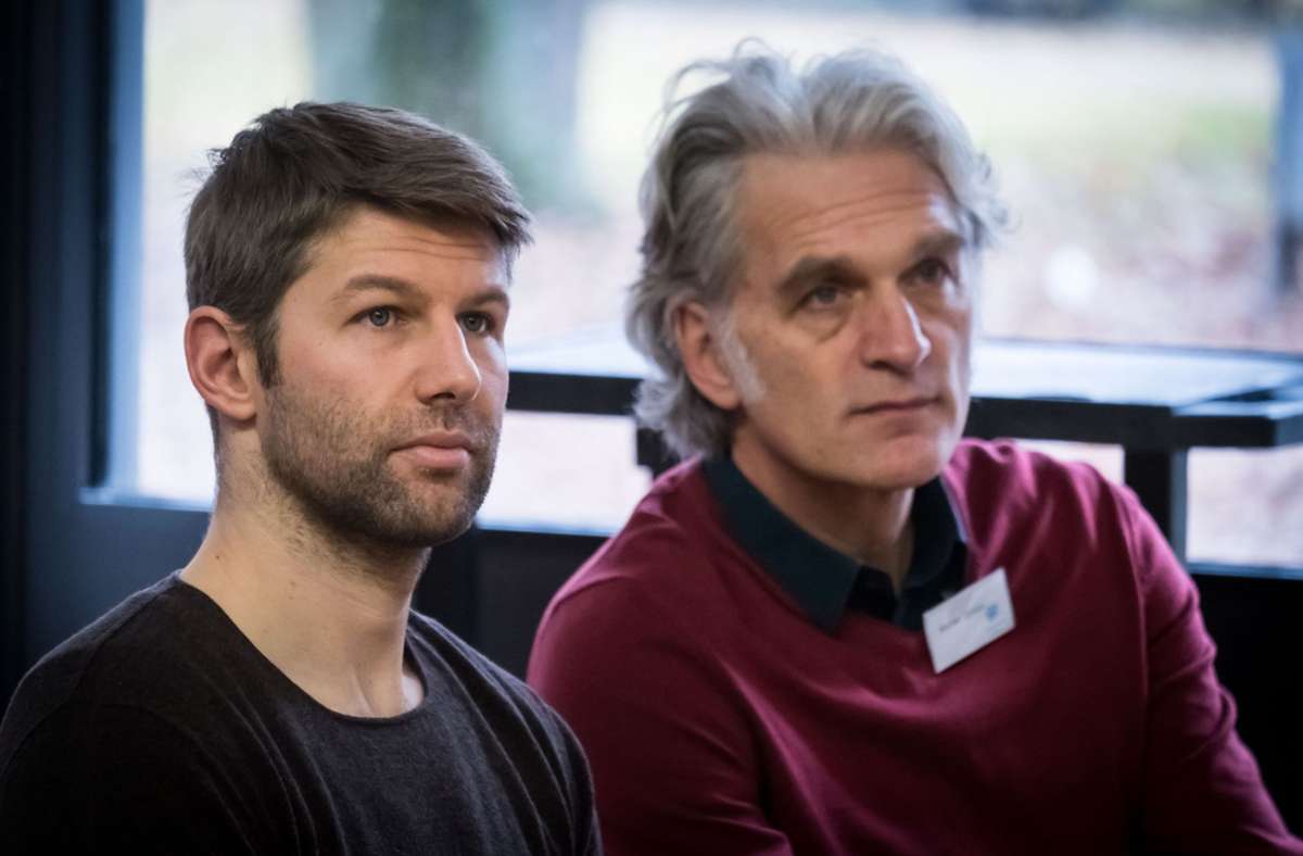 2016: Walter Sittler und Thomas Hitzlsperger beim Praxistag der Sabine Schoeffel Stiftung