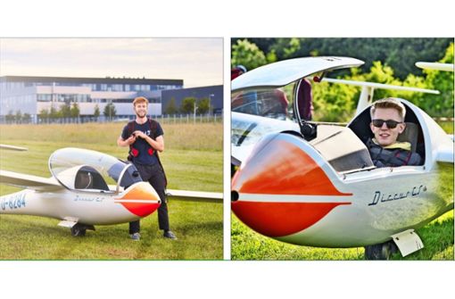 Florian Eckert (Bild links) und Vincent Schmidtchen können mit ihrem Segelflugschein jetzt durchstarten. Vincent Schmidtchen Foto: privat