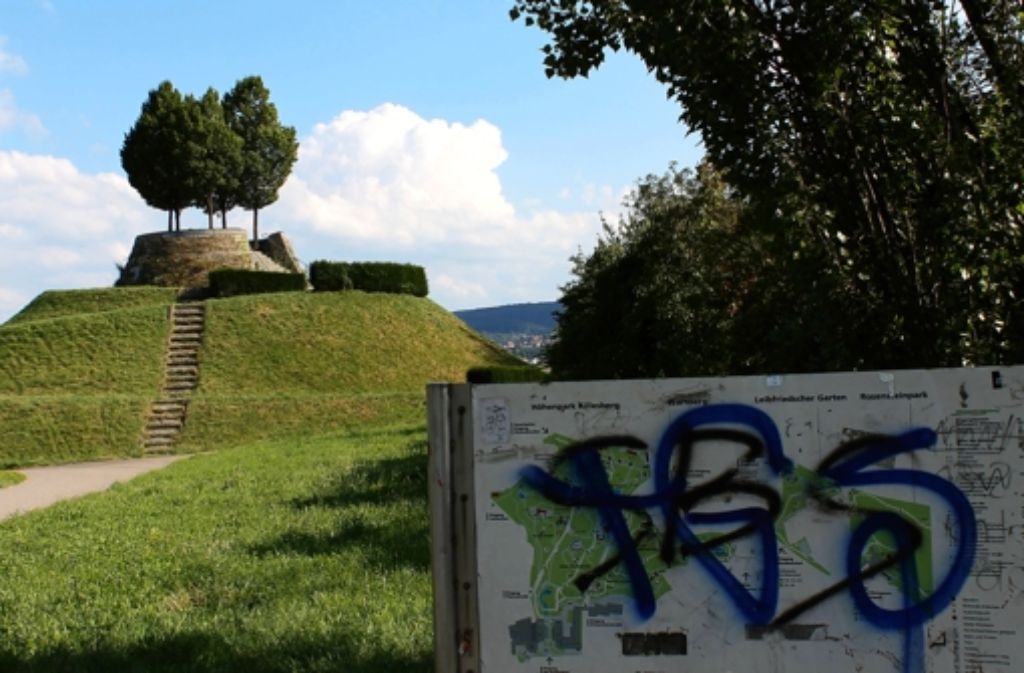 Der Leibfriedsche Garten: ein Aussichtspunkt, verschandelt von Graffiti. Foto: Martin Bernklau