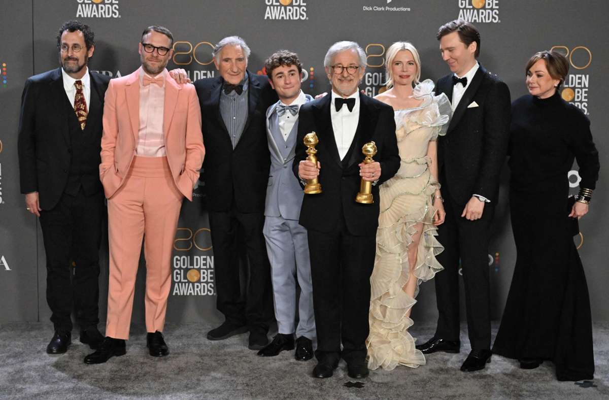 Das Drama „The Fabelmans“ von Steven Spielberg (siehe Bild, bei der Verleihung der Golden Globes) ist ebenfalls in der Kategorie „Bester Film“ nominiert. Insgesamt ist der Film in sieben Kategorien nominiert.