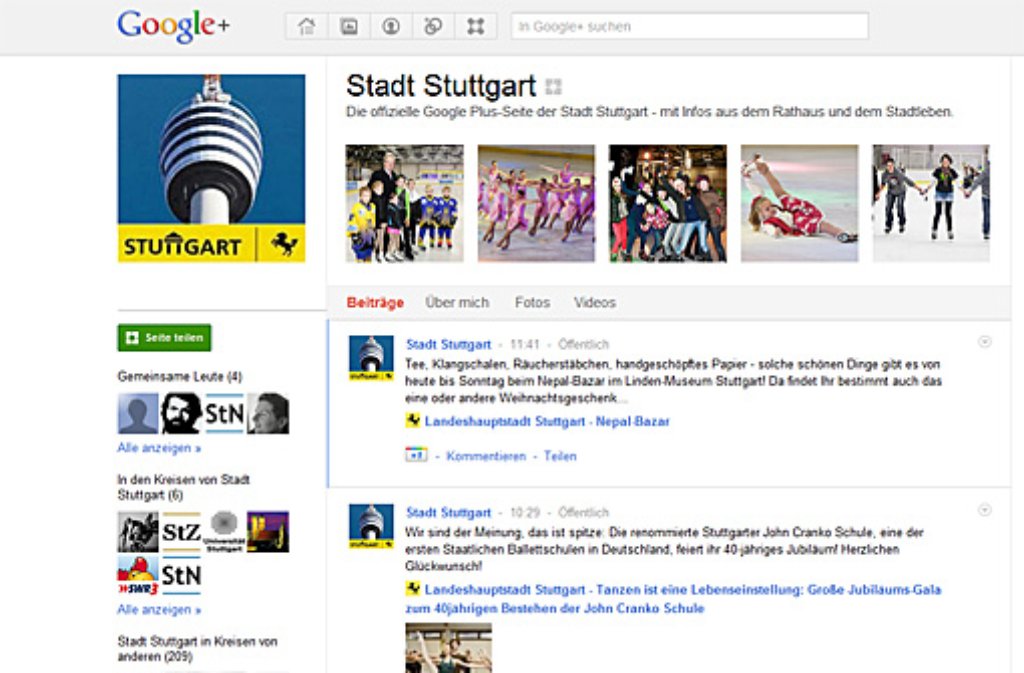 ... auf Google+ (über den Account "Stadt Stuttgart") das Wichtigste rund ums Bahnprojekt. Auf Facebook lesen rund 8200 User die Nachrichten, bei Google+ sinds bislang erst rund 200. Deutlich ...