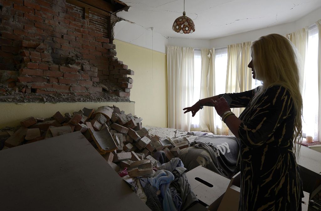 Ein zerstörtes Zimmer im Waiau Lodge Hotel 120 Kilometer nördlich von Christchurch.