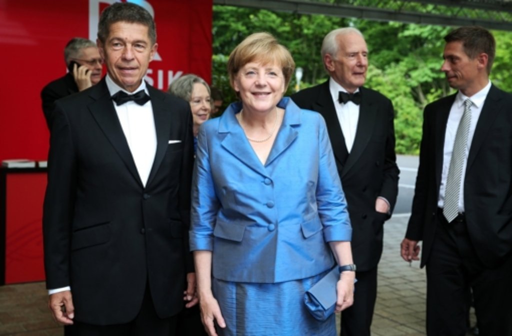 Bundeskanzlerin Angela Merkel (CDU) und ihr Ehemann Joachim Sauer zu Besuch auf dem Grünen Hügel in Bayreuth.