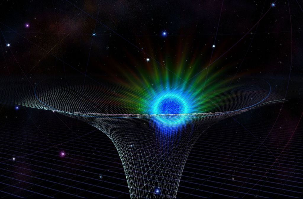 Visualisierung des Sterns S0-2 zeigt, wie er sich an einem supermassiven Schwarzen Loch im galaktischen Zentrum vorbei bewegt: Wissenschaftler von der Universität von Kalifornien in Los Angeles beobachten seit 24 Jahren einen Stern, der eng um das gigantische Schwarze Loch im Zentrum unserer Milchstraße kreist. Dabei konnten sie jetzt die Gravitationsrotverschiebung nachweisen: Das Schwarze Loch macht durch seine extreme Schwerkraft das Sternenlicht rötlicher.