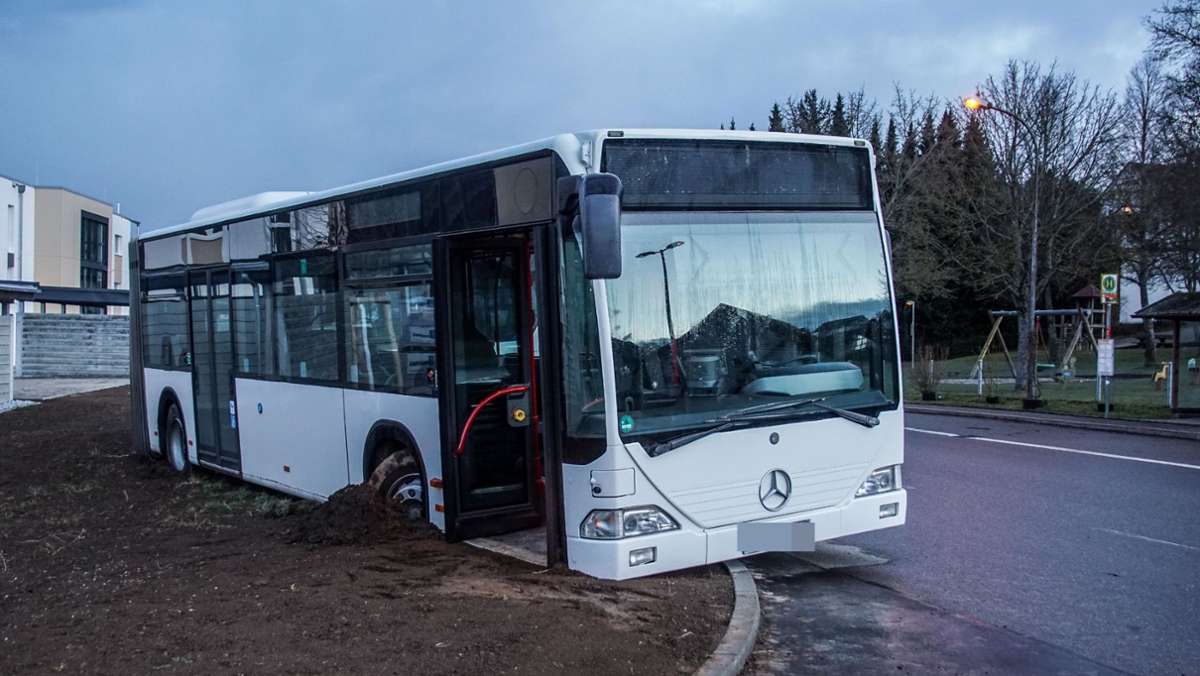 Bus kommt von der Straße ab: Linienbus auf Abwegen