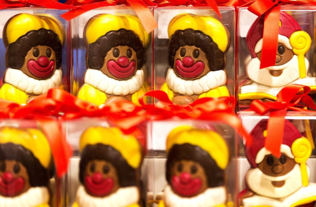 Holländische Variante: Schokoladen-Zwarte Pieten (Schwarzer Peter) und Schokoladen-Sinterklass (Nikolaus).