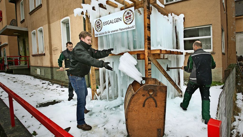 Geislinger Kaiser-Brauerei lässt Tradition aufleben: Es ist mal wieder Eisgalgen-Zeit