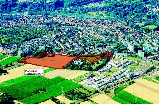 Das Neubaugebiet Schauinsland soll die bereits realisierten Neckarterassen (rechts unten) in Ludwigsburg ergänzen. Foto: Stadt  Ludwigsburg