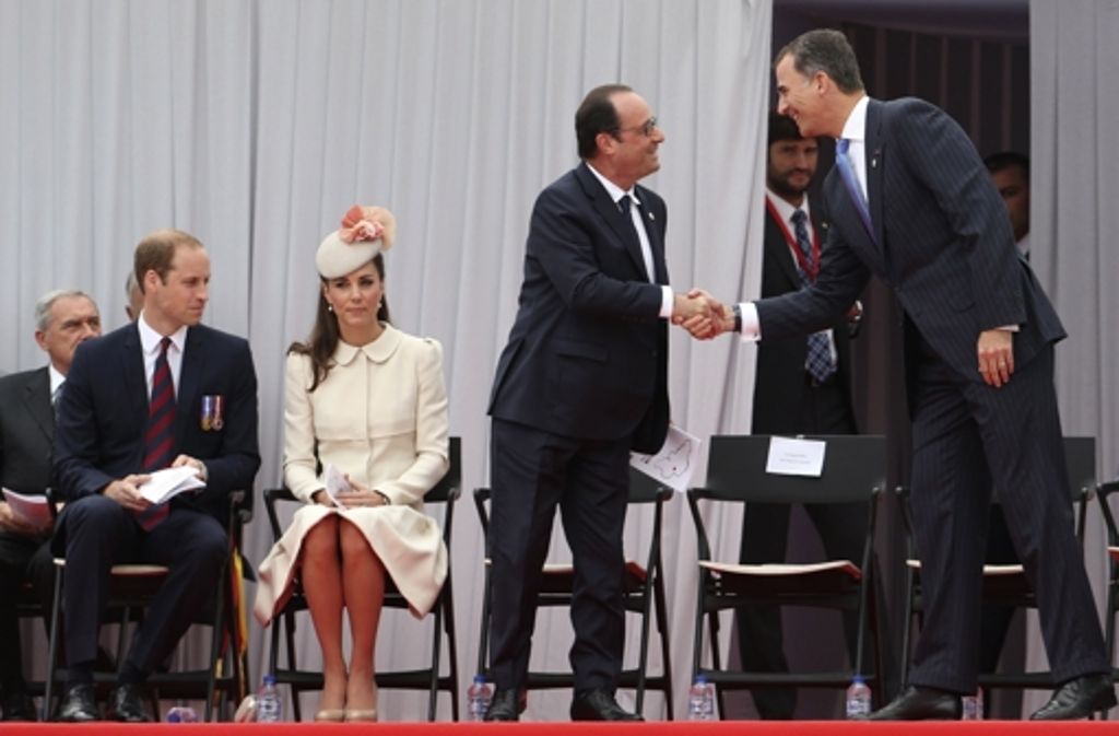Prinz William, Herzogin Kate, François Hollande und König Felipe von Spanien (von links)