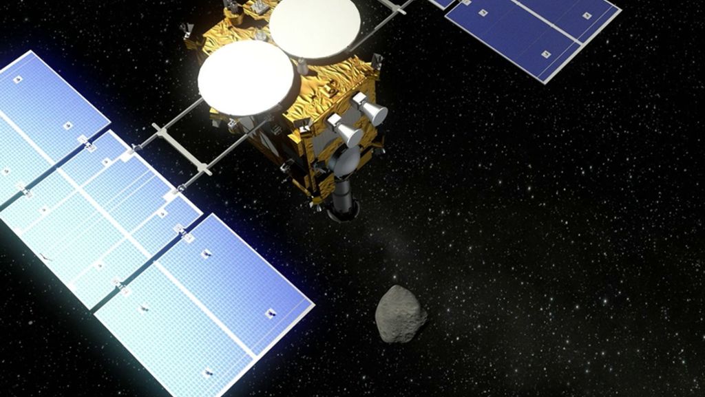  Die japanische Raumsonde Hayabusa2 schreibt Raumfahrt-Geschichte: Erstmals sammelt sie Material aus dem Untergrund des Asteroiden Ryugu. Ende nächsten Jahres wird die Sonde auf der Erde zurückerwartet. 