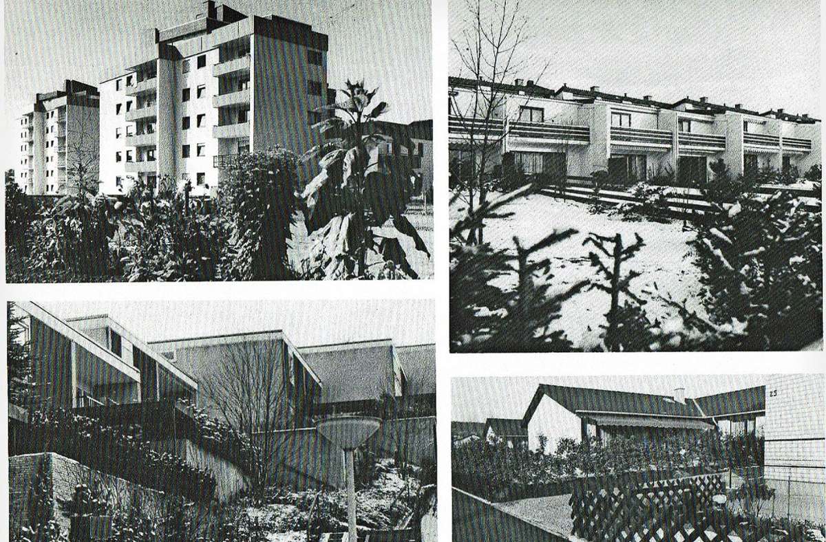 Der kleine Ort wird um den Ortskern herum modern: Die Fotos aus dem Jahr 1972 von den Neubauten sind aus der Broschüre „Warmbronn muss selbstständig bleiben