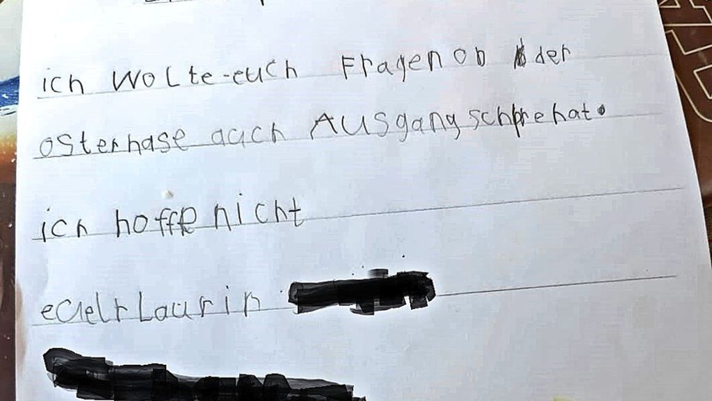  Der siebenjährige Laurin aus Schwaikheim hat sich große Sorgen um den Osterhasen gemacht – und sich deshalb mit einem Brief an die örtliche Polizei gewandt. 