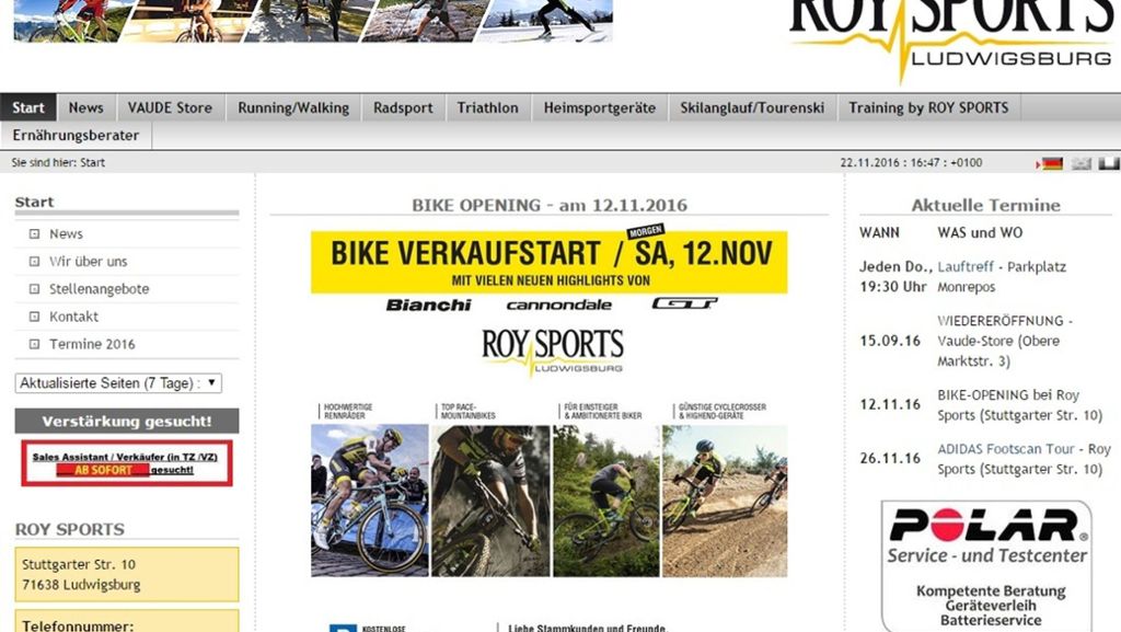 Sportladen Ludwigsburg in Nöten: Roy Sports: Verkauf trotz Insolvenzantrags