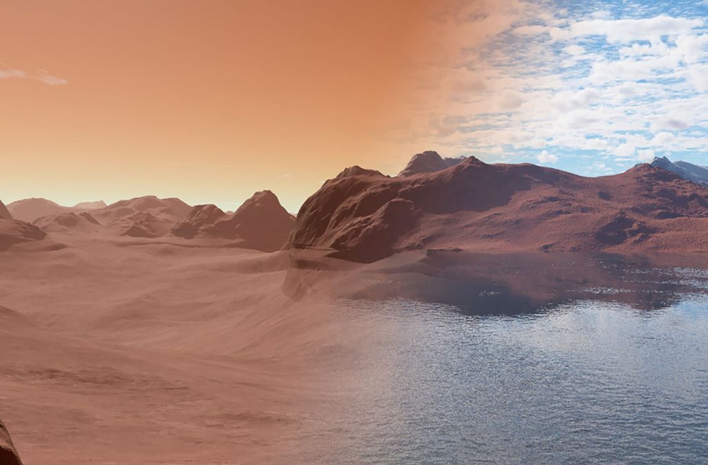 Von den sieben Planeten unseres Sonnensystems kommen nur die drei erdähnlichen Himmelskörper Venus, Merkur und Mars (hier eine Computersimulation von der Oberfläche des Roten Planeten) mit seinen Monden Phobos und Deimos für eine dauerhafte Besiedlung durch Menschen in Betracht.