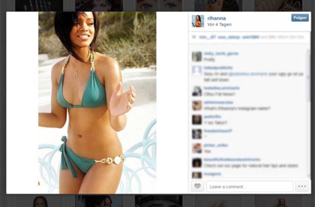 Bikini-Selfie aus dem Urlaub: Popstar Rihanna befindet sich da in bester Gesellschaft.