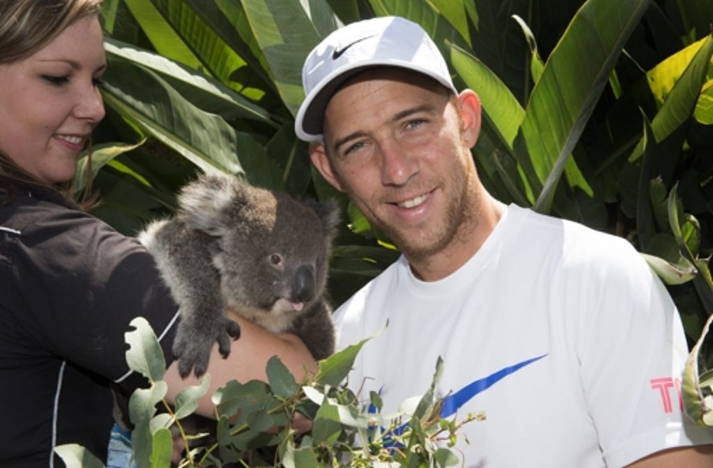 Dudi Sela (Israel) mit einem Koala.
