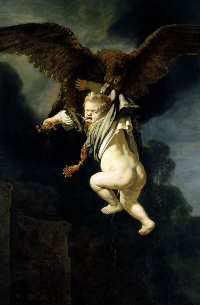 Schreckpipi Rembrandts Gemälde „Ganymed in den Fängen des Adlers“ (1635) ist nah an der Realität. Das Bübchen pieselt vor Schreck.